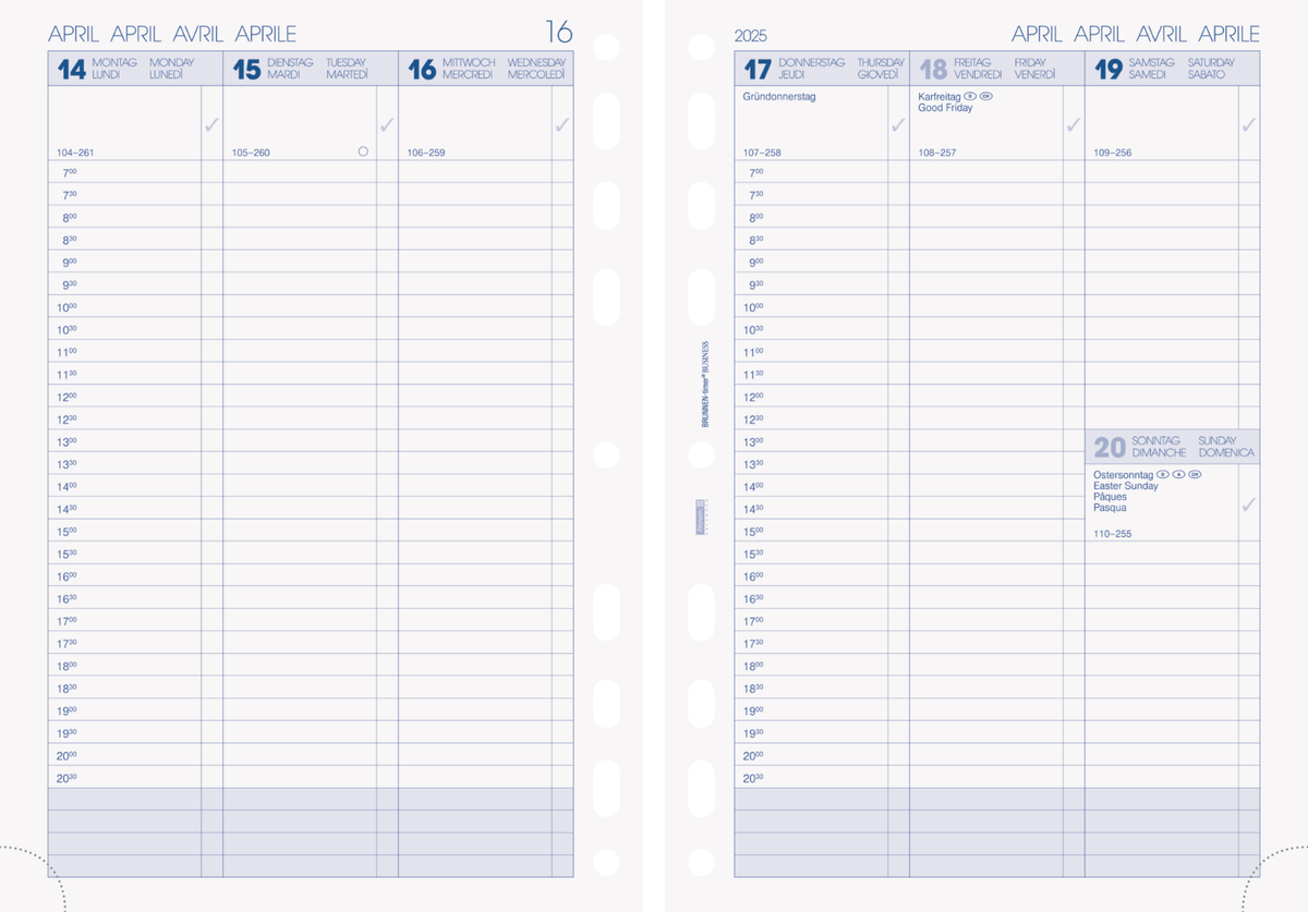 Brunnen Business Kalendarium 2025 Spalten A5 Einlage Kalender 2025 10-79101005 | Brunnen Kalender 2025 A5