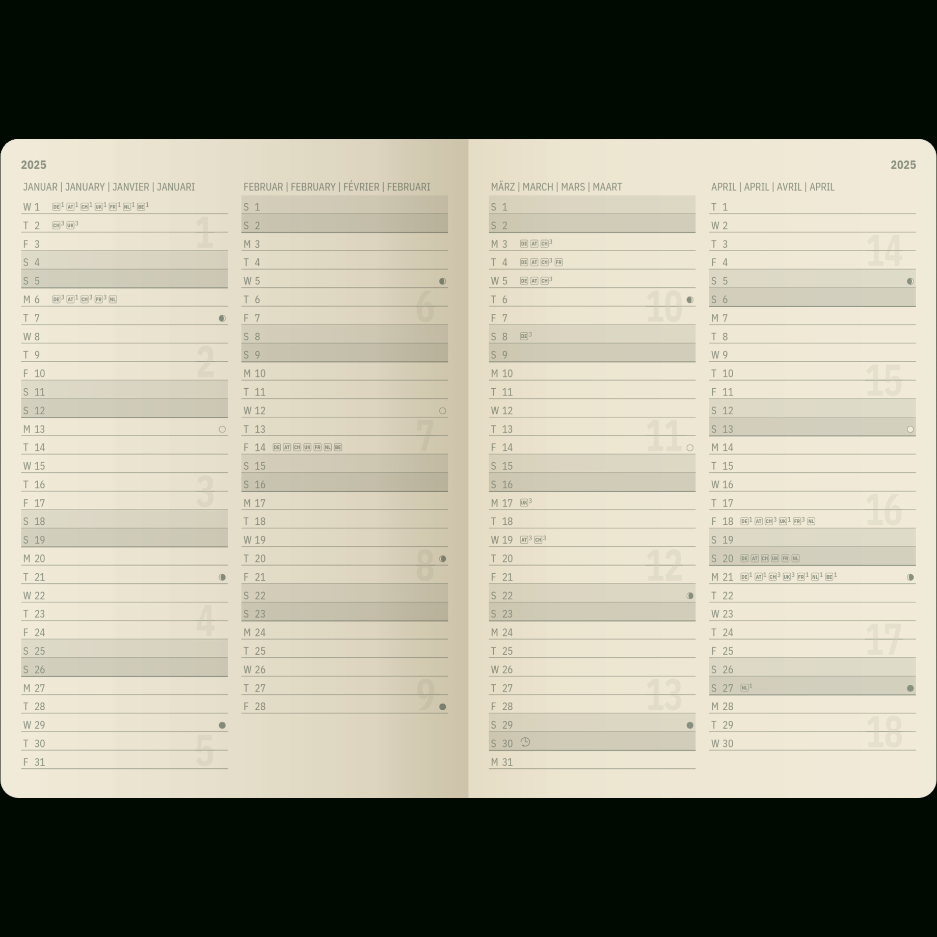 Conceptum Wochennotiz-Kalender 2025, Hardcover | Conceptum Kalender 2025