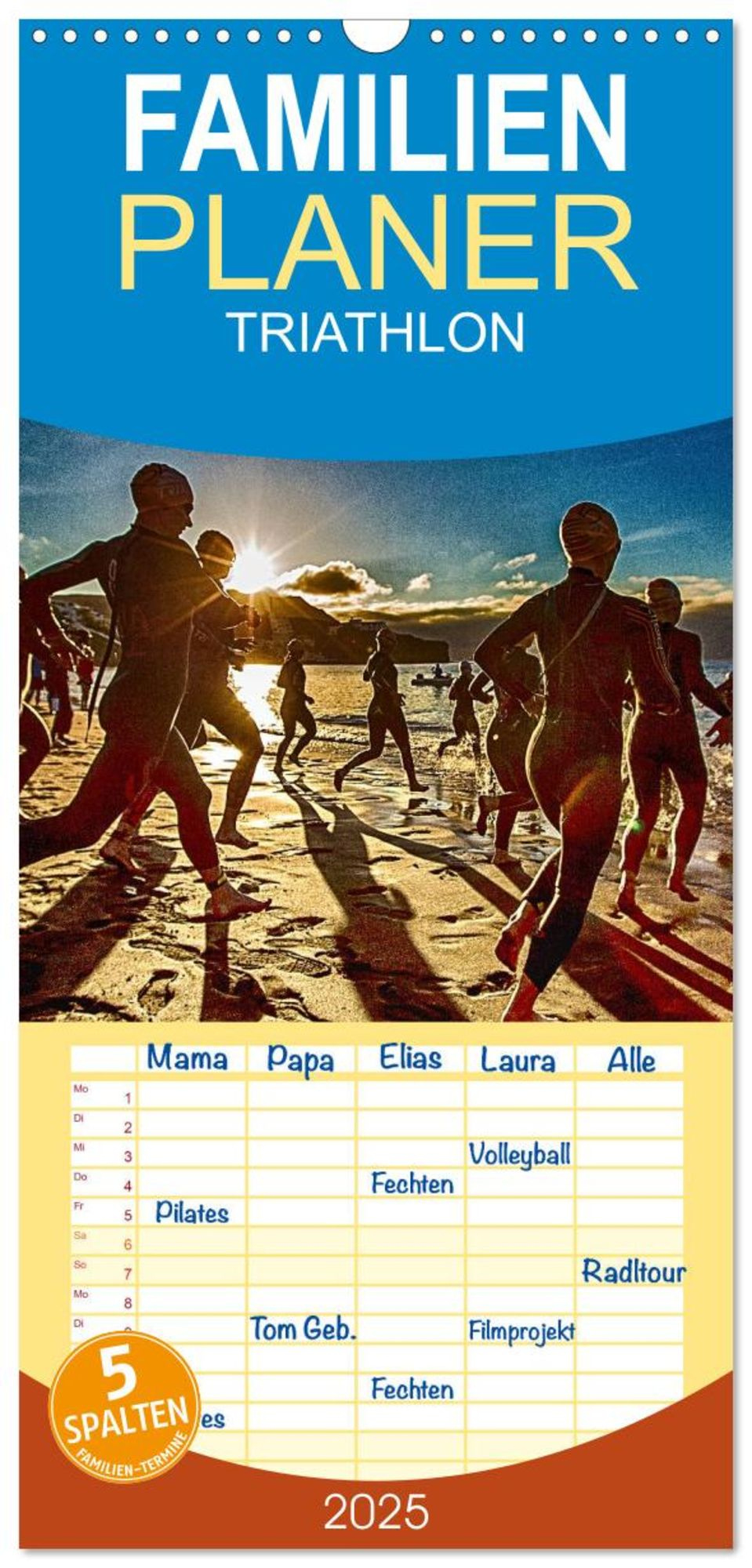 Familienplaner 2025 - Triathlon Mit 5 Spalten (Wandkalender, 21 X 45 Cm) Calvendo | Triathlon Kalender 2025