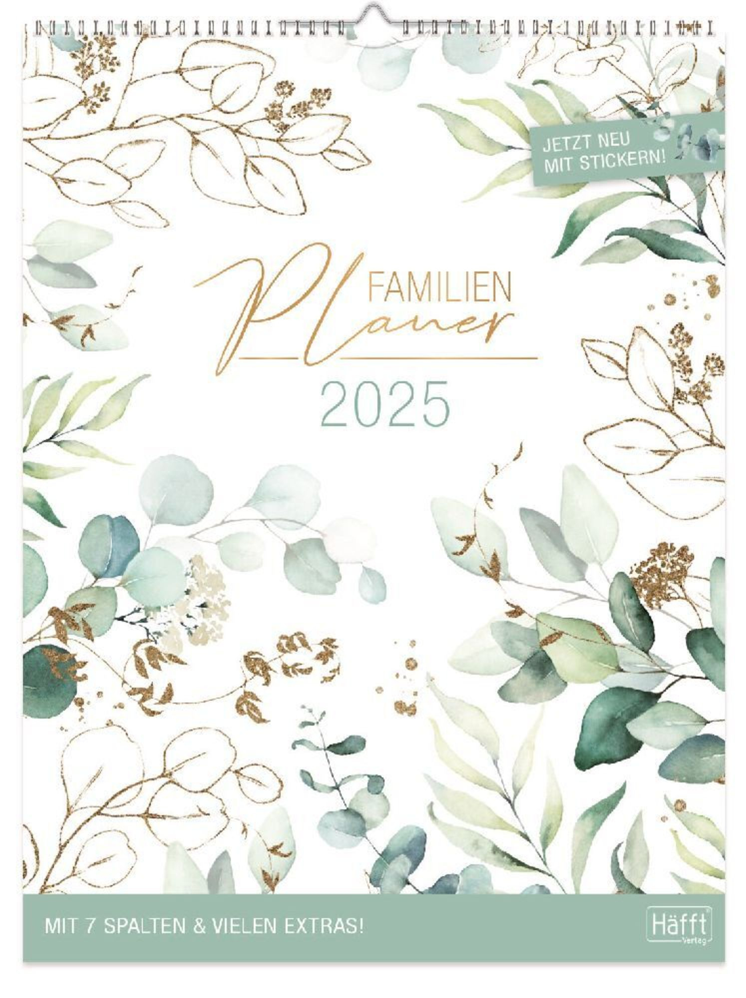 Familienplaner Xxl 2025 Wand-Kalender 7-Spaltig 12 Monate [Blattgold] | Kalender 2025 Familienplaner