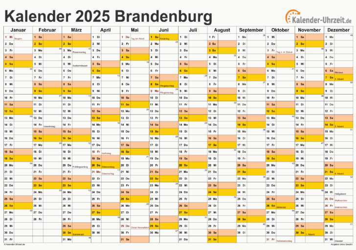 Feiertage Brandenburg 2025 Kalender