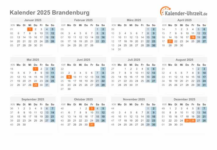 Kalender Brandenburg 2025