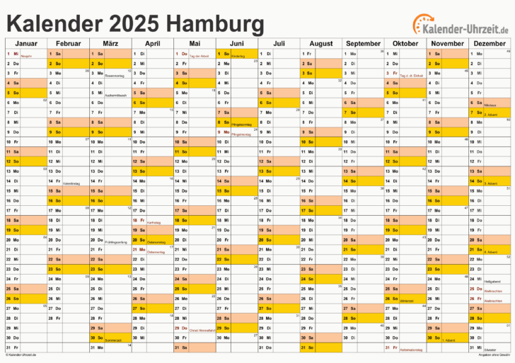 Feiertage Hamburg 2025 Kalender