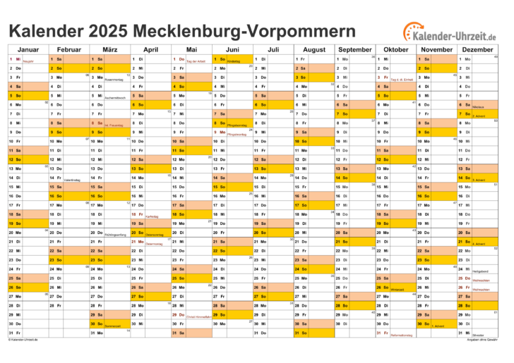 Kalender Mv 2025