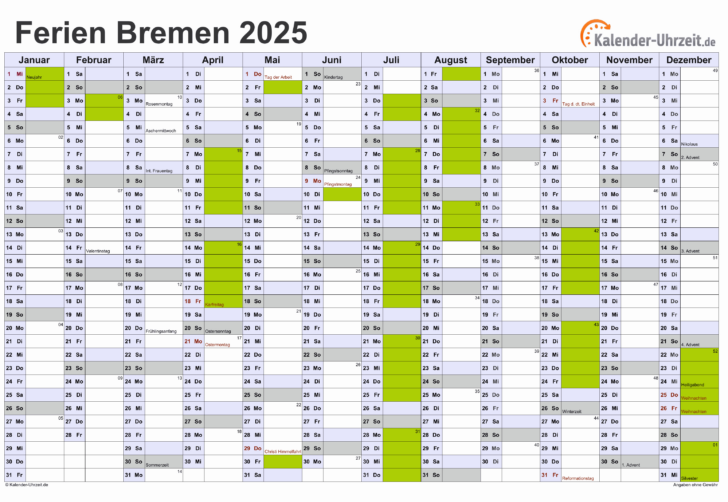 Kalender 2025 Bremen