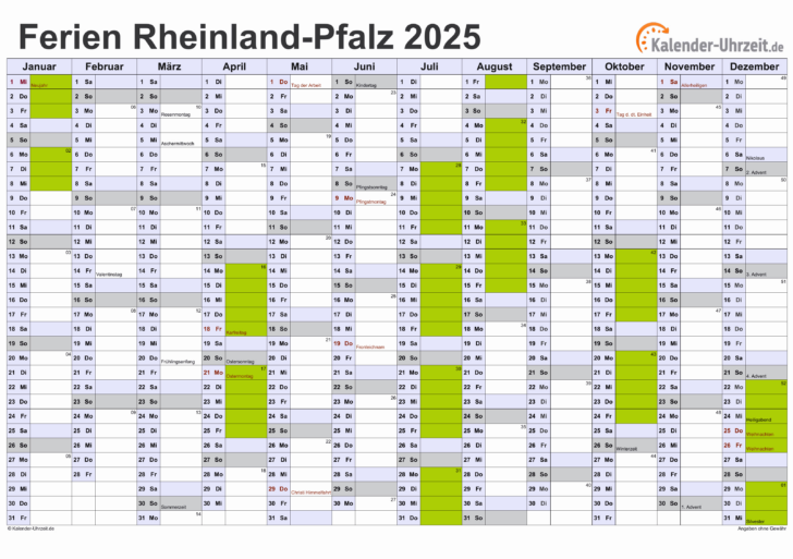 Kalender 2025 Rlp