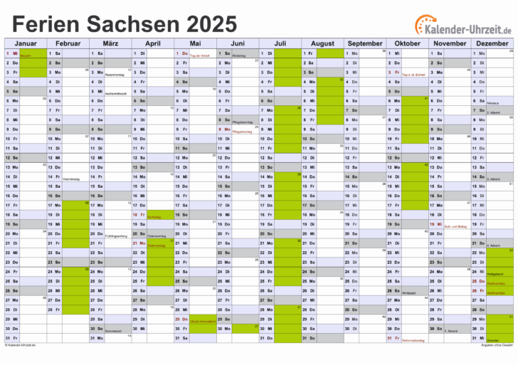 Feiertage Sachsen 2025 Kalender