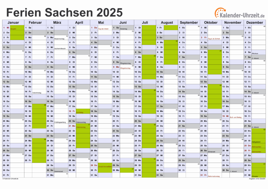 Kalender 2025 Sachsen Zum Ausdrucken - Kalender 2025