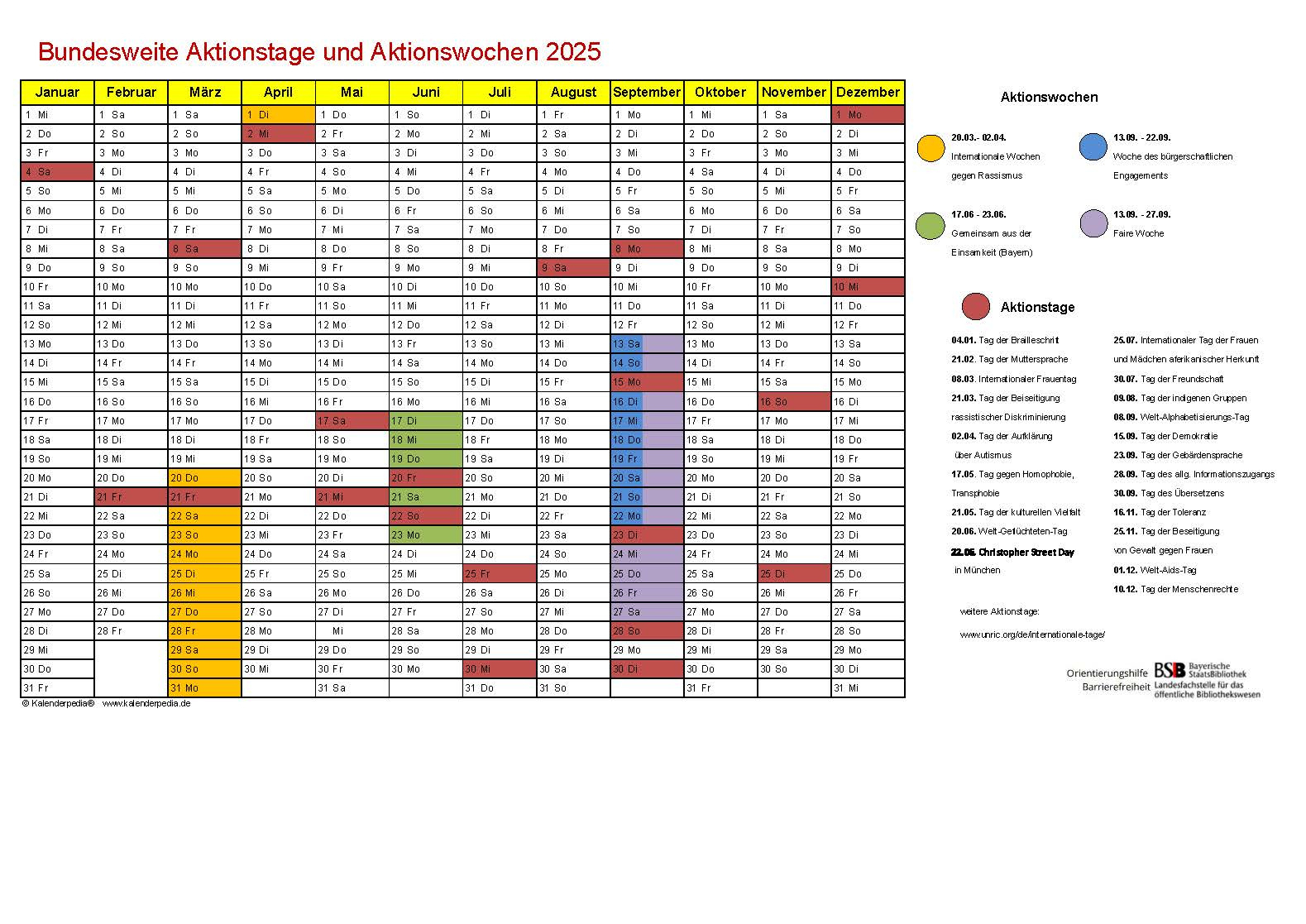 Interkultureller Kalender 2025 Und Übersicht Aktionstage 2025 Der | Interkultureller Kalender 2025