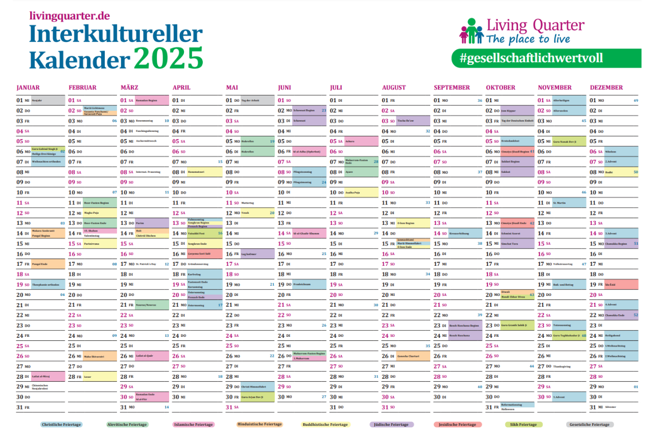 Interkultureller Kalender 2025 - Vielfalt Und Planung | Interkultureller Kalender 2025