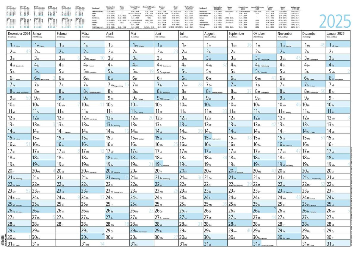 Jahresplaner 14 Monate 2025 - Plakat-Kalender 86X61 Cm - Wandkalender | Thalia | Kalender Dezember 2025 Januar 2026