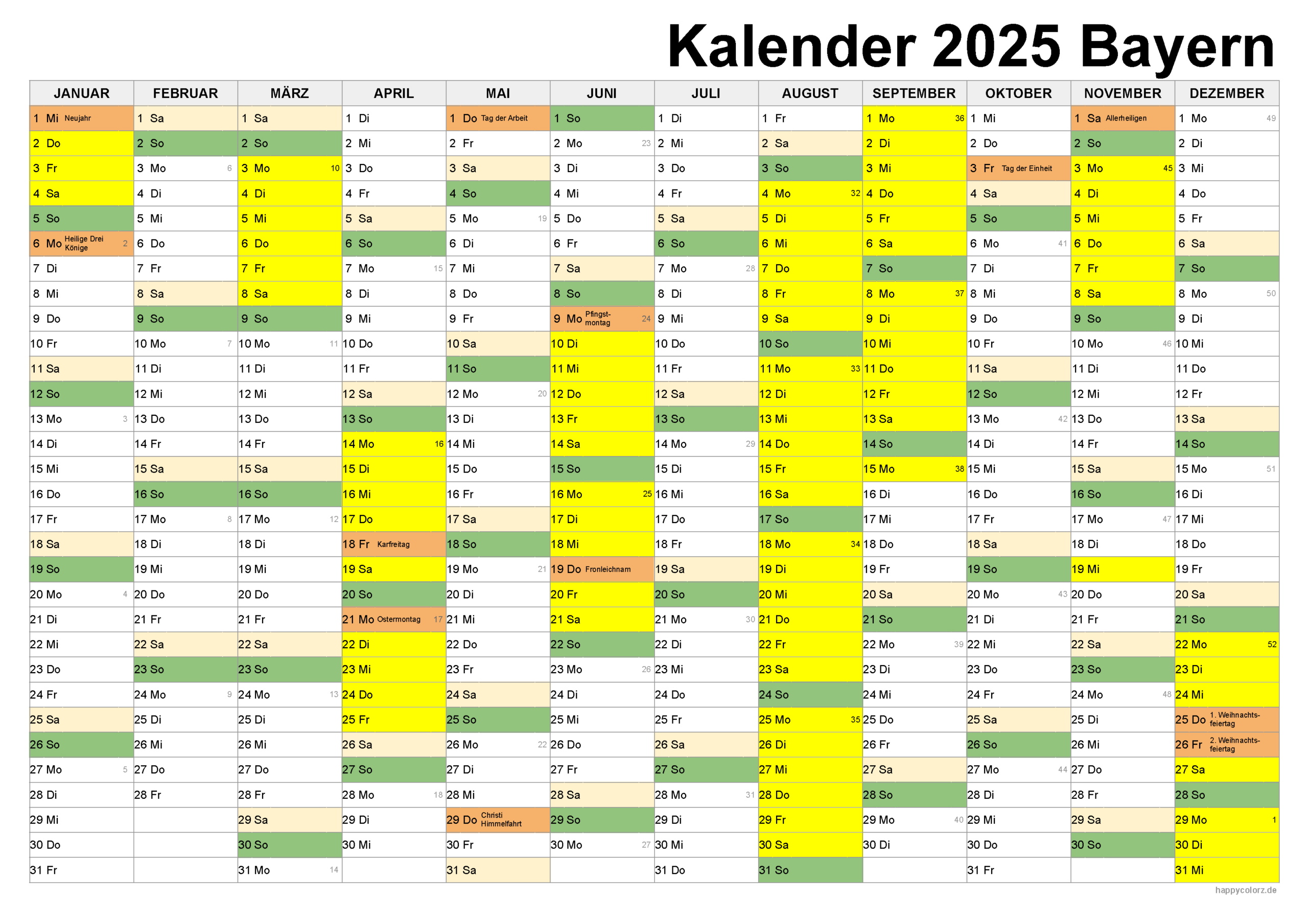 Kalender 2025 Bayern Kostenlos: Ferien-Übersicht, Feiertage, Pdf | 2025 Kalender Bayern