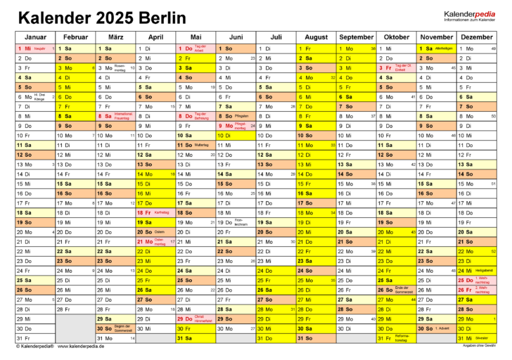 Ferien Kalender Berlin 2025