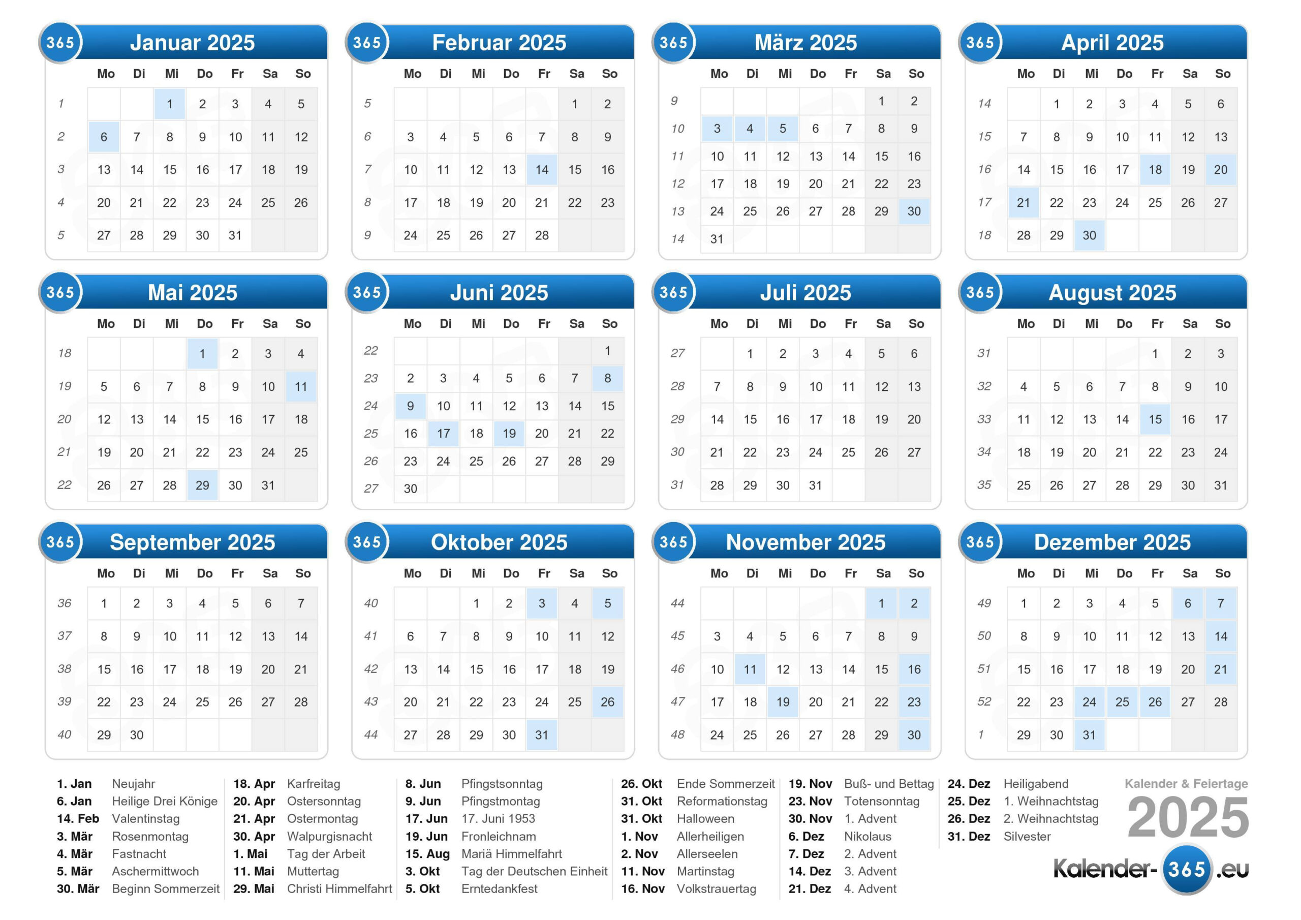 Kalender 2025 | Kalender 2025 Online