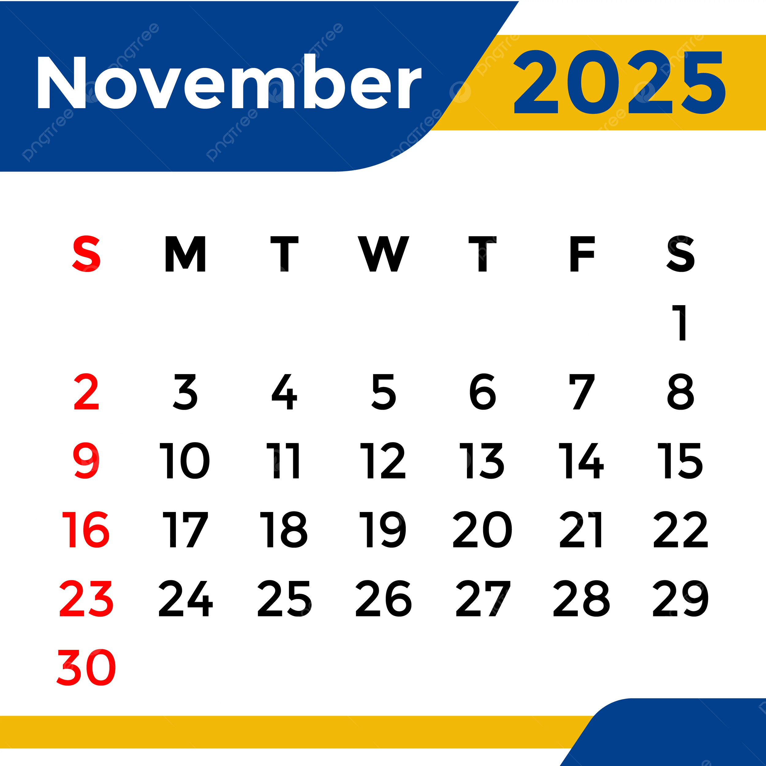 Kalender 2025 November Monat Vektor Vorlage Zum Kostenlosen | Kalender November 2025