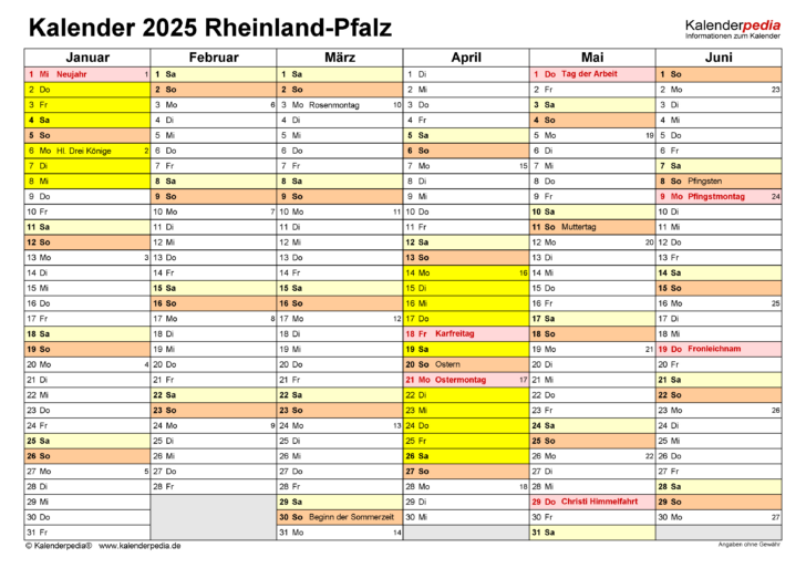 Kalender 2025 Ferien Rlp