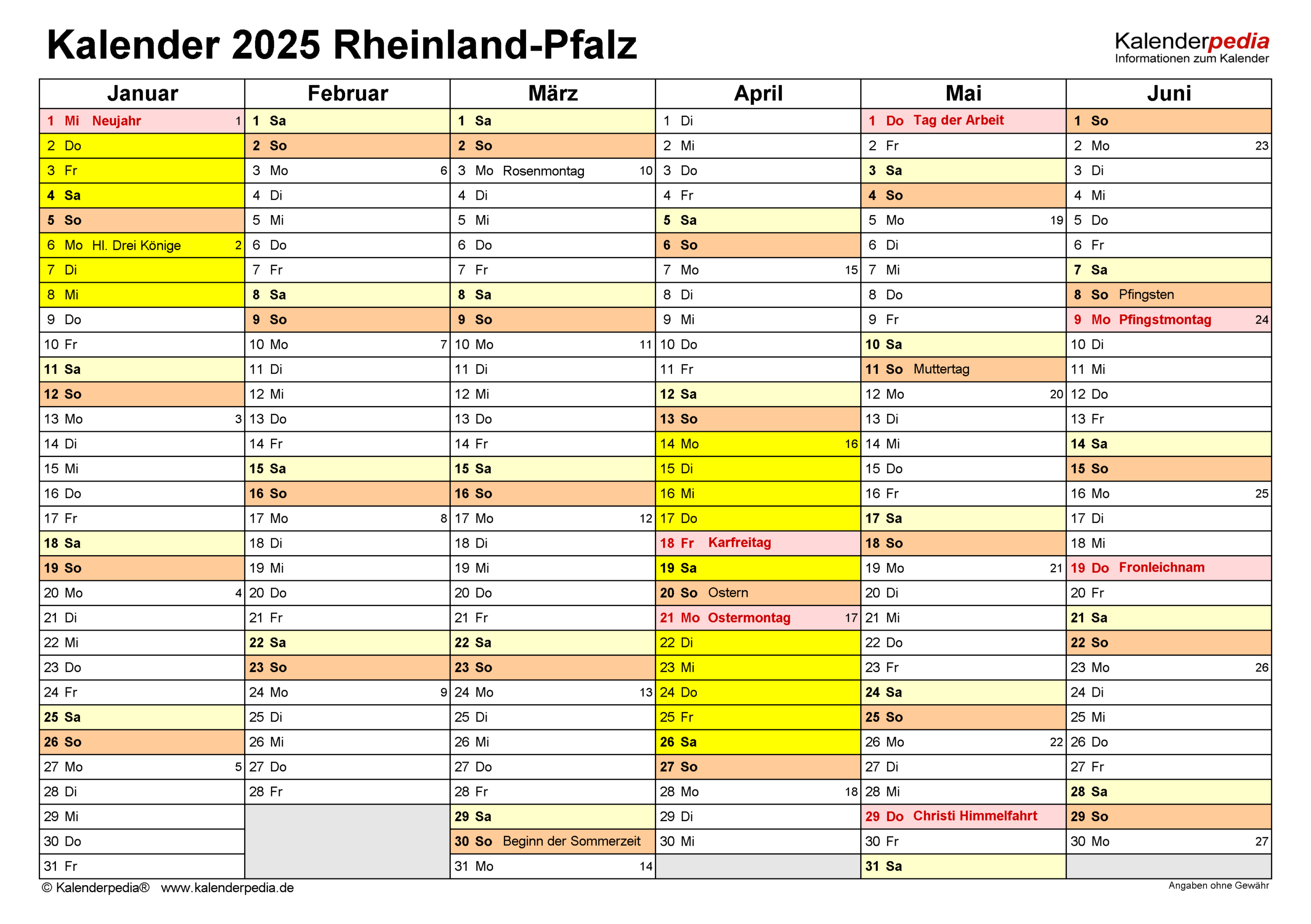 Kalender 2025 Rheinland-Pfalz: Ferien, Feiertage, Pdf-Vorlagen | Kalender 2025 Ferien Rlp