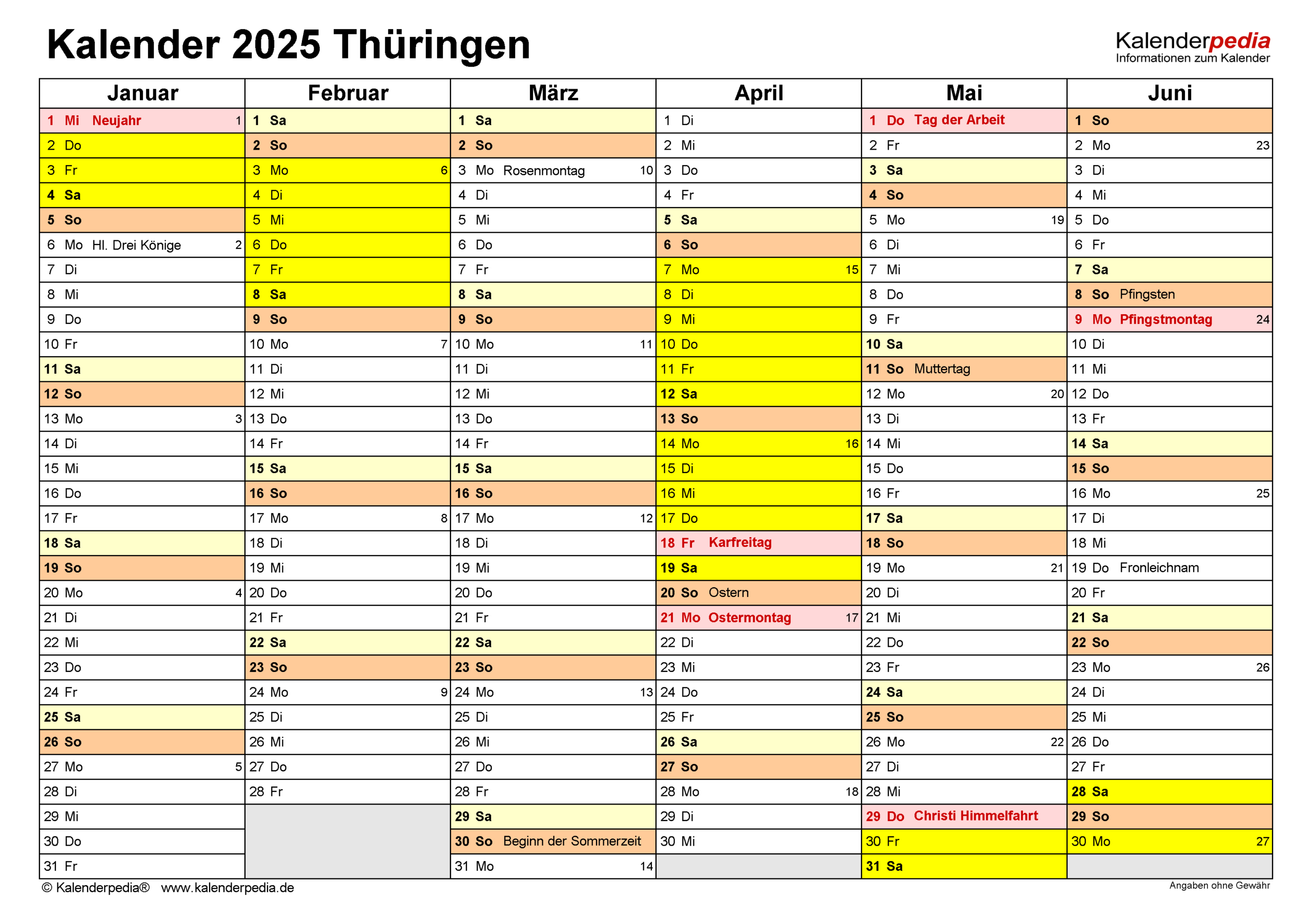 Kalender 2025 Thüringen: Ferien, Feiertage, Pdf-Vorlagen | Kalender 2025 Mit Ferien Thüringen Zum Ausdrucken