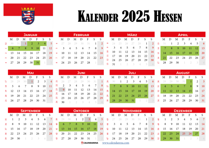 Kalender Mit Ferien Hessen 2025