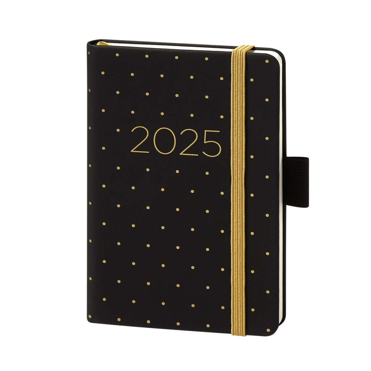 Kalender 2025 V-Book Buchkalender A6 Hardcover Schwarz Mit Gold.punkt, 10,99 € | Kalender 2025 A6