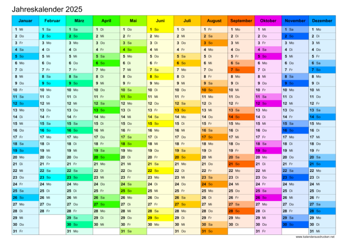 Kalender 2025 Kostenlos Zum Ausdrucken