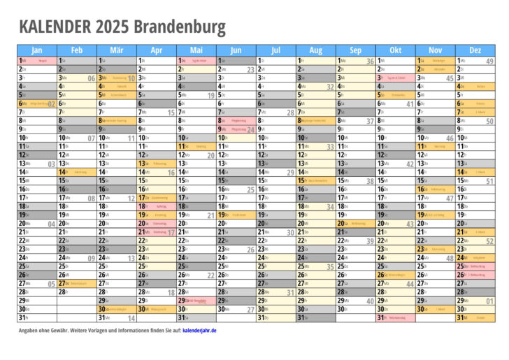 Kalender 2025 Brandenburg Zum Ausdrucken