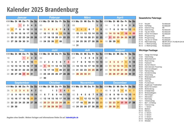 Kalender 2025 Brandenburg Zum Ausdrucken Kostenlos