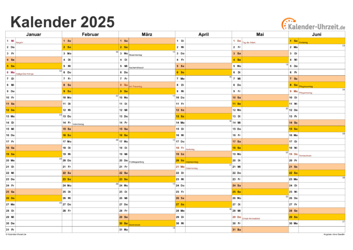 Kalender 2025 A4 Zum Ausdrucken Kostenlos