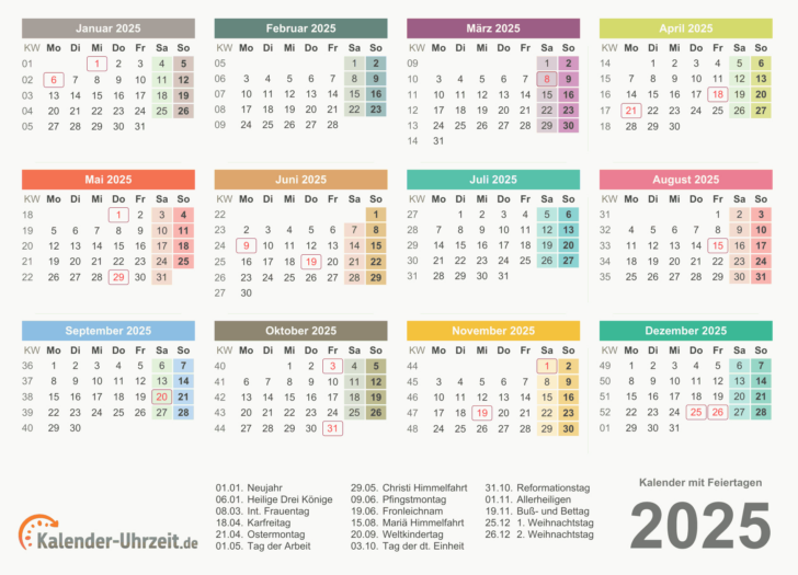 Kalender 2025 Deutschland