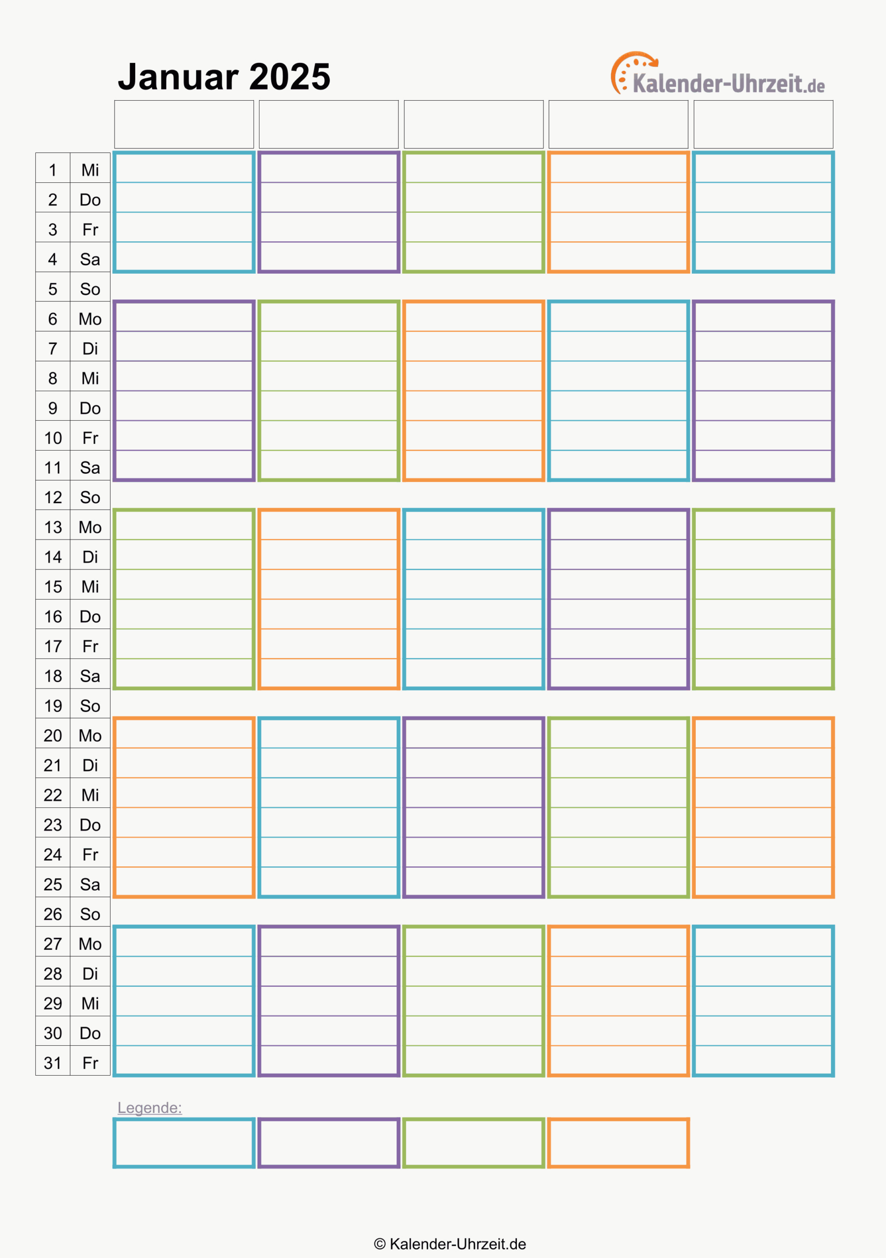 Kalender 2025 Zum Ausdrucken - Kostenlos | Kalender Planer 2025