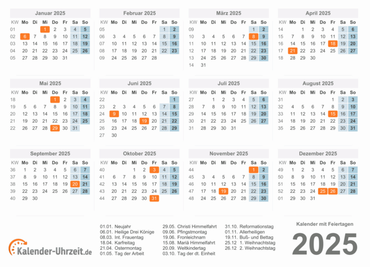 Schulferien Org Kalender 2025