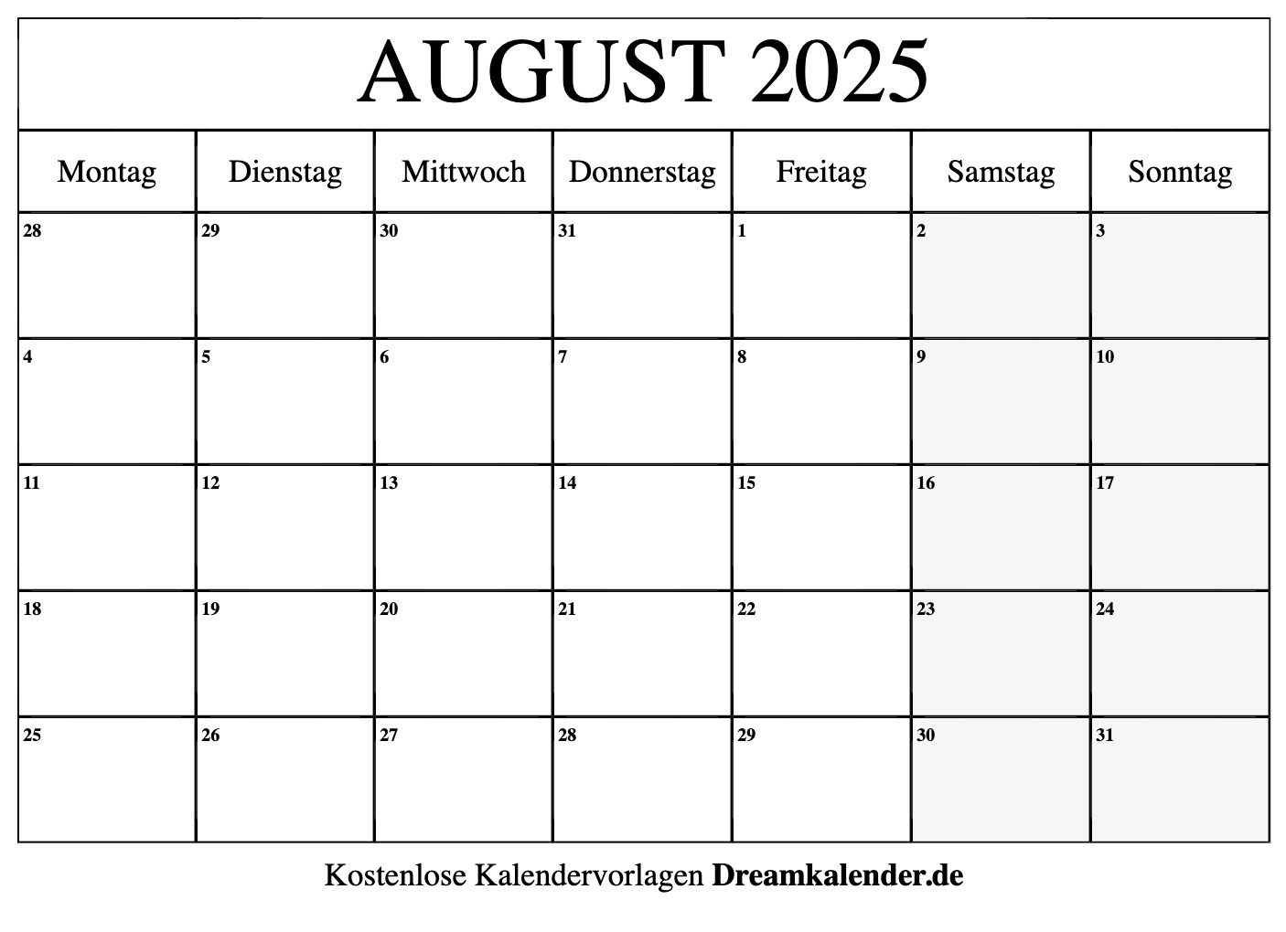 Kalender August 2025 | August 2025 Kalender