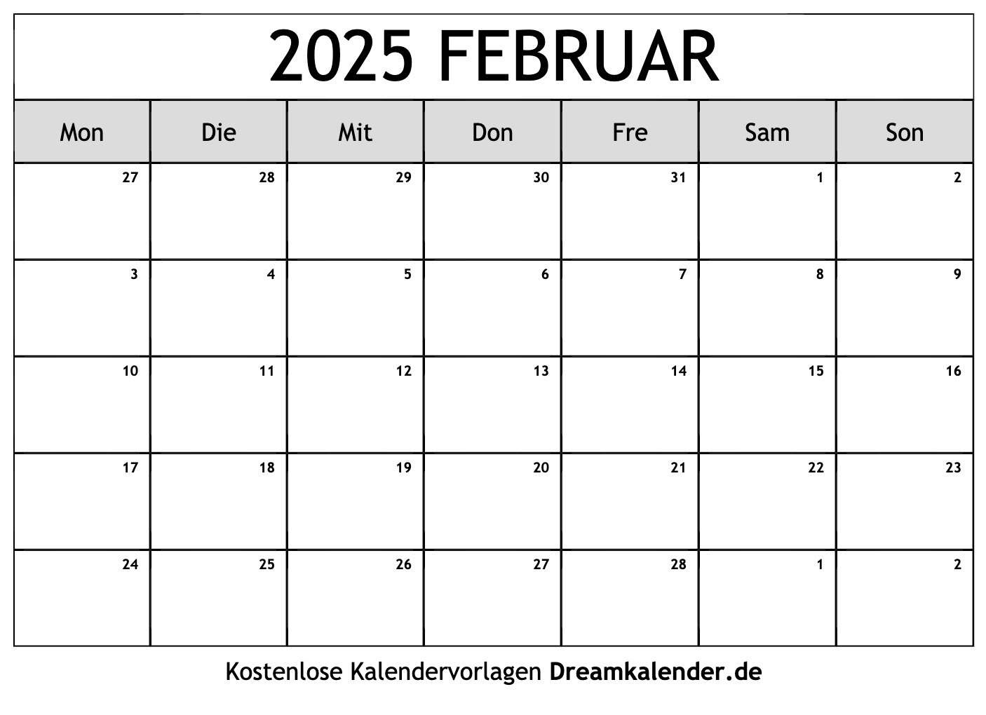 Kalender Februar 2025 | Februar 2025 Kalender