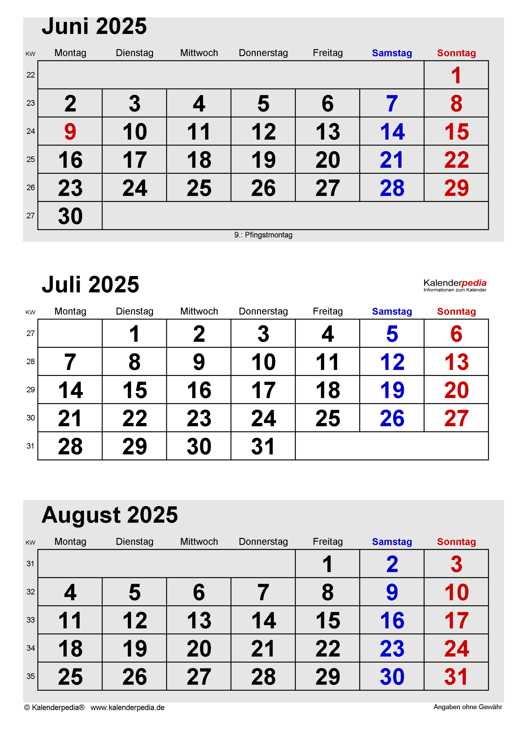 Kalender Juli 2025 Als Pdf-Vorlagen | Kalender Juli August 2025