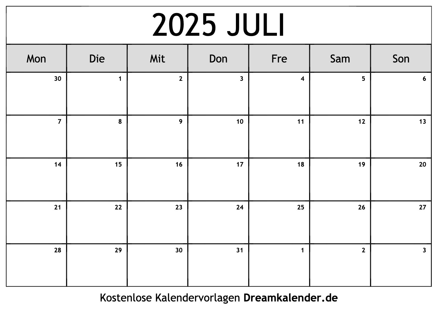 Kalender Juli 2025 | Juli 2025 Kalender