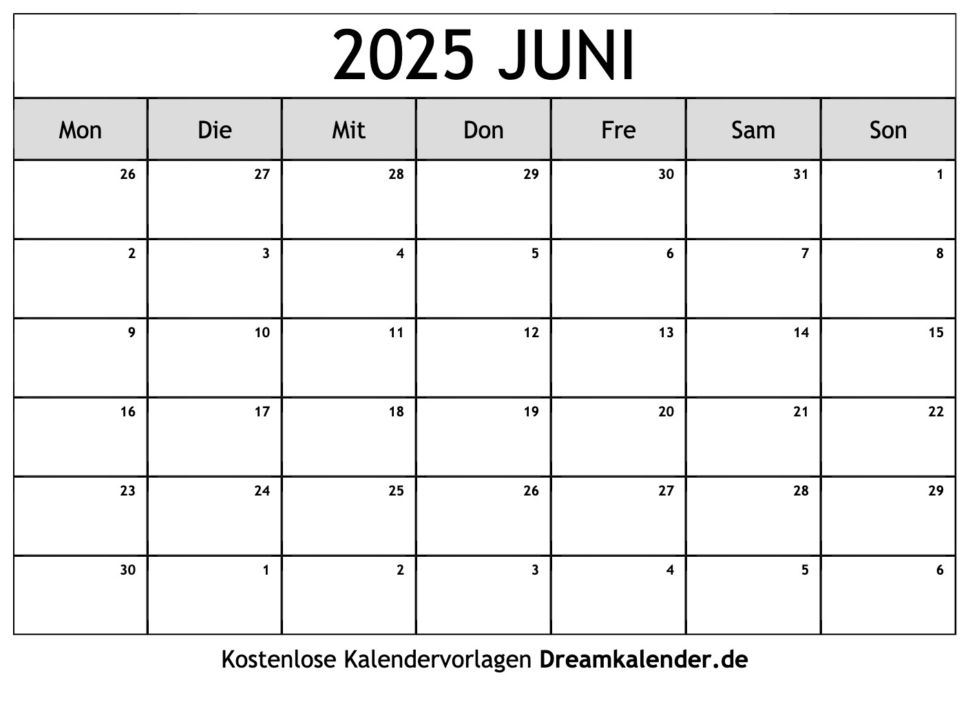 Kalender Juni 2025 | Juni 2025 Kalender