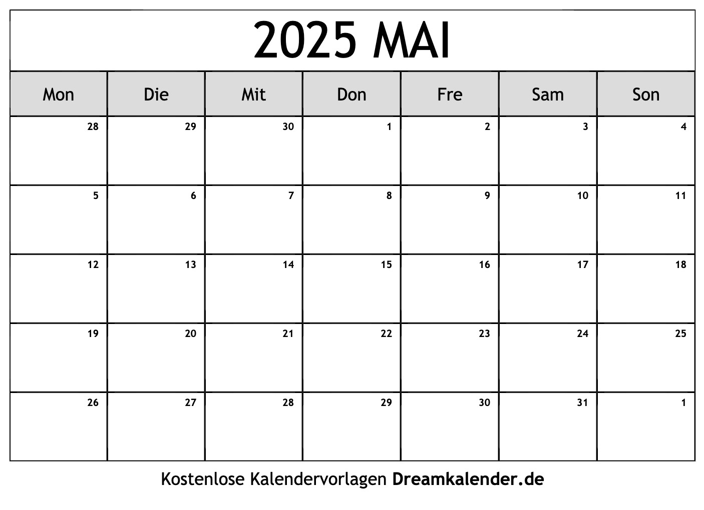 Kalender Mai 2025 | Kalender 2025 Mai