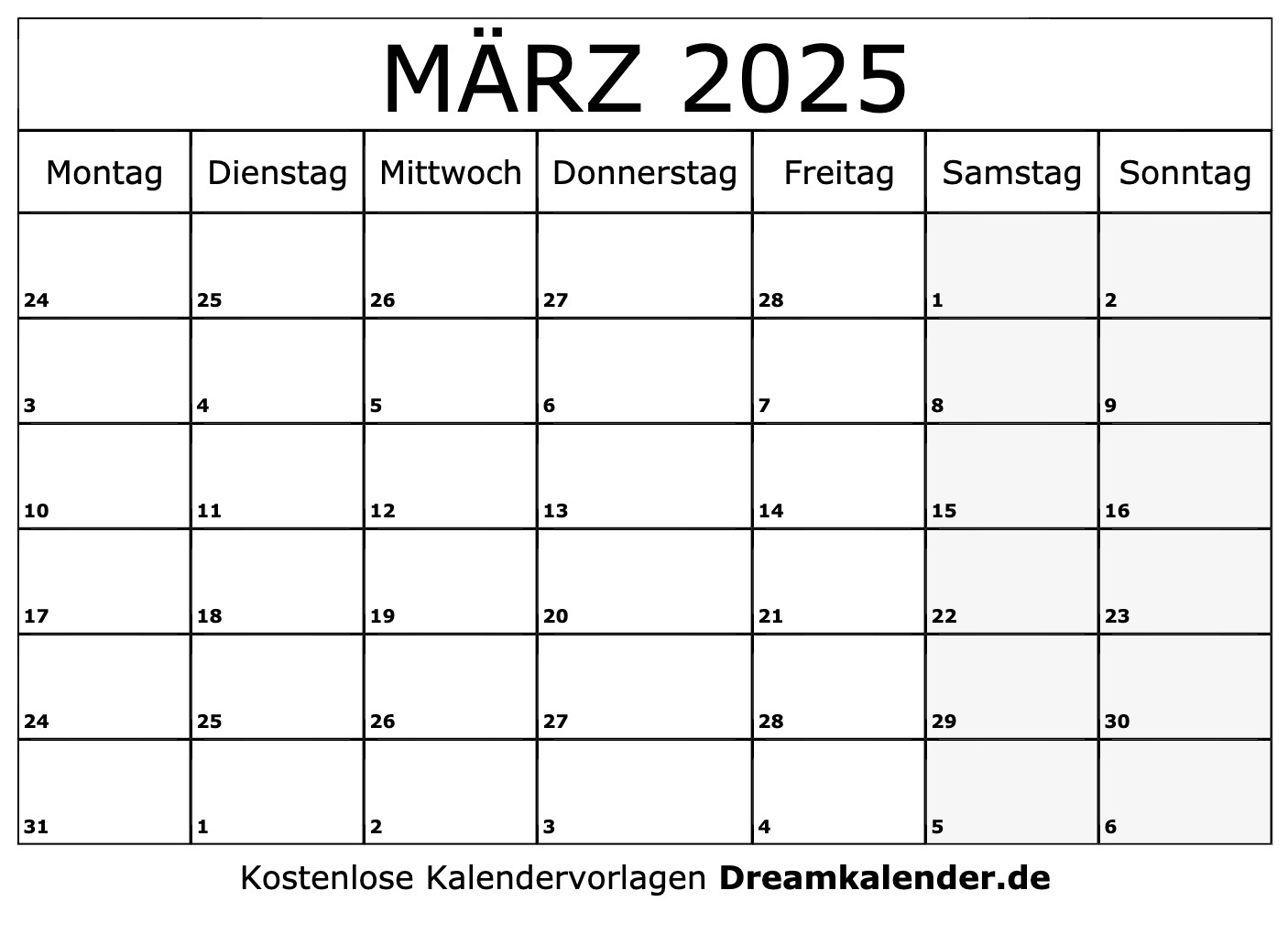 Kalender März 2025 | Kalender 2025 März