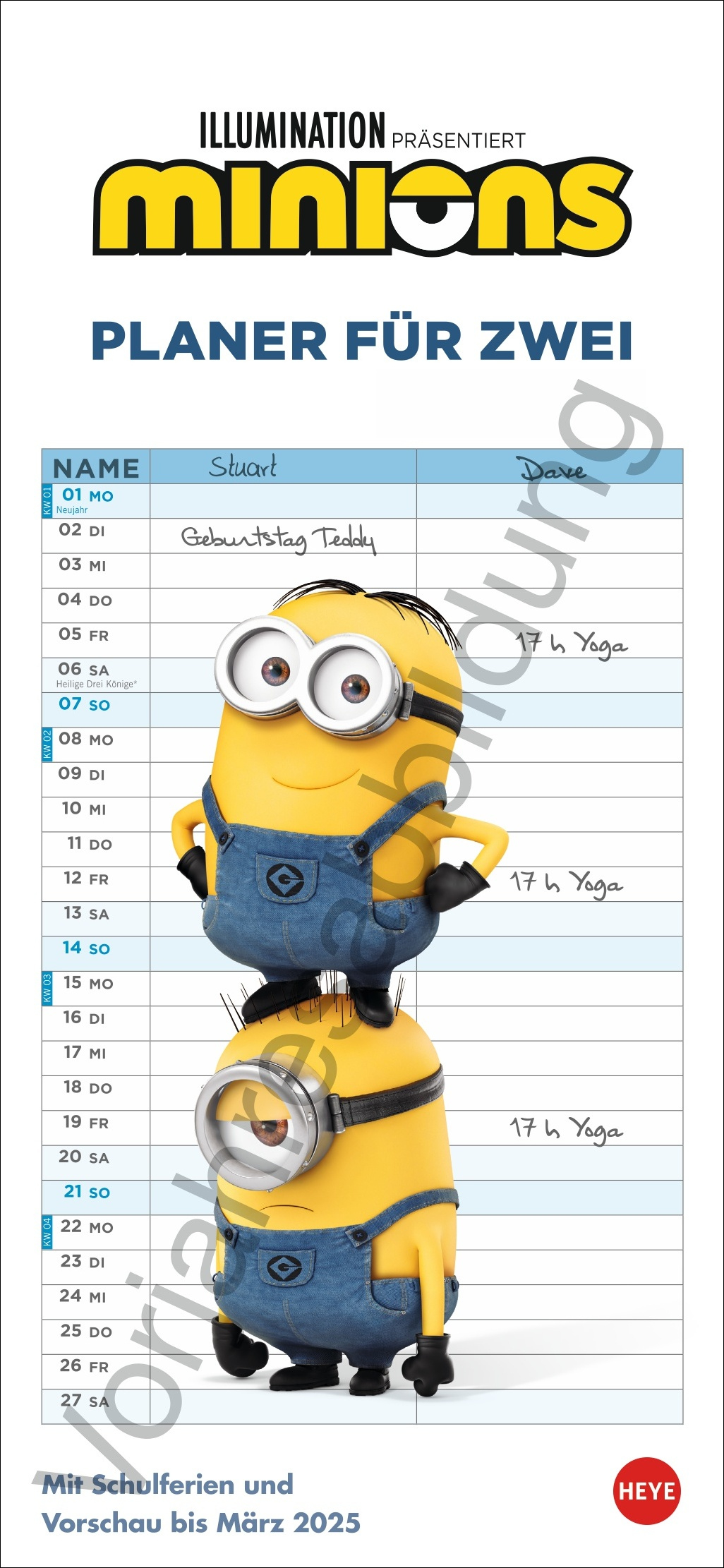 Kalender Minions Planer Für Zwei 2025 Online Kaufen | Minions Kalender 2025