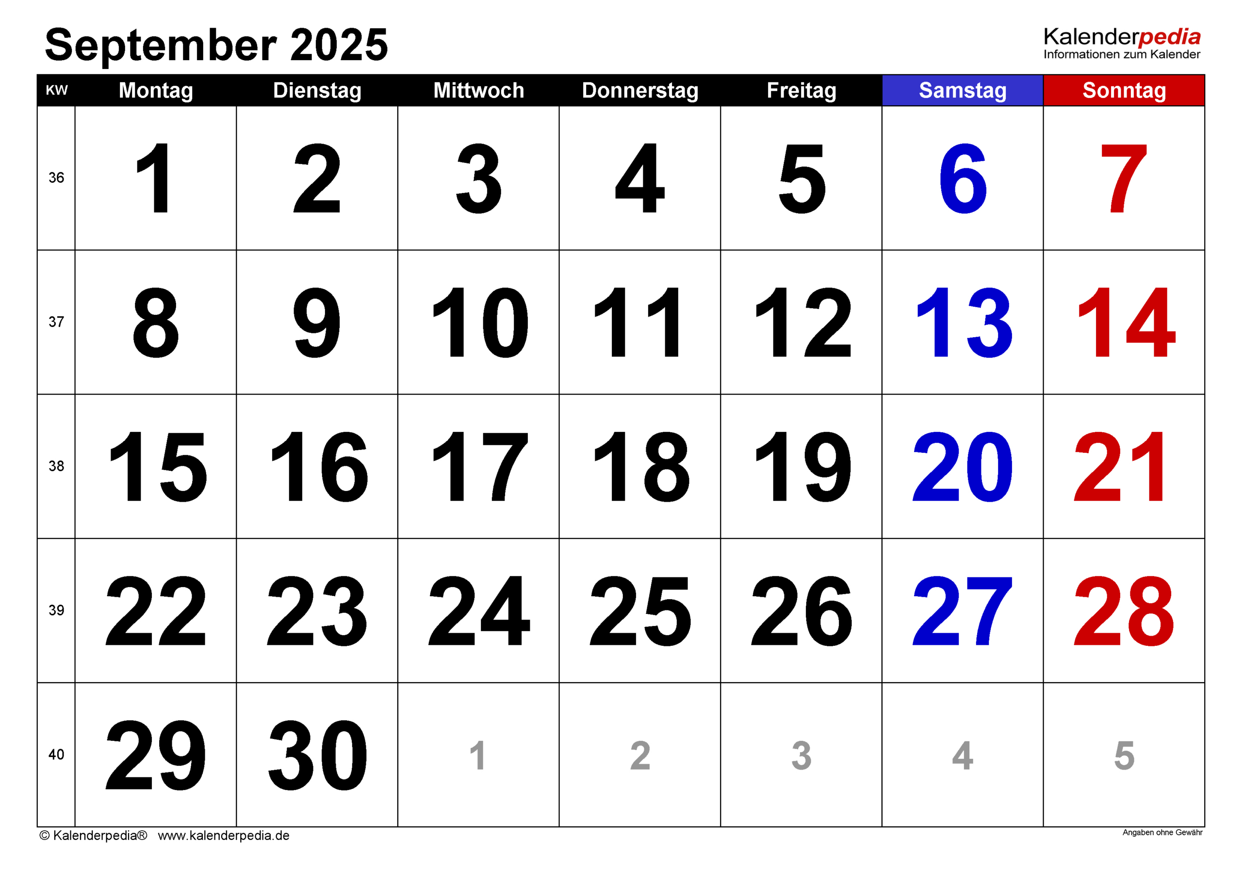 Kalender September 2025 Als Pdf-Vorlagen | September 2025 Kalender