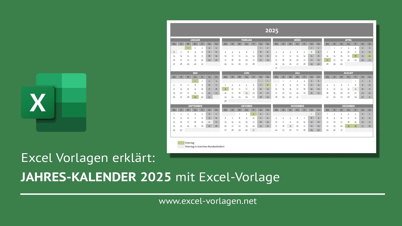 Kostenlose Excel-Vorlage: Jahreskalender 2025 Mit Feiertagen &amp;amp; Ferien – Inklusive Pdf! 📅 | Kalender 2025 Erstellen