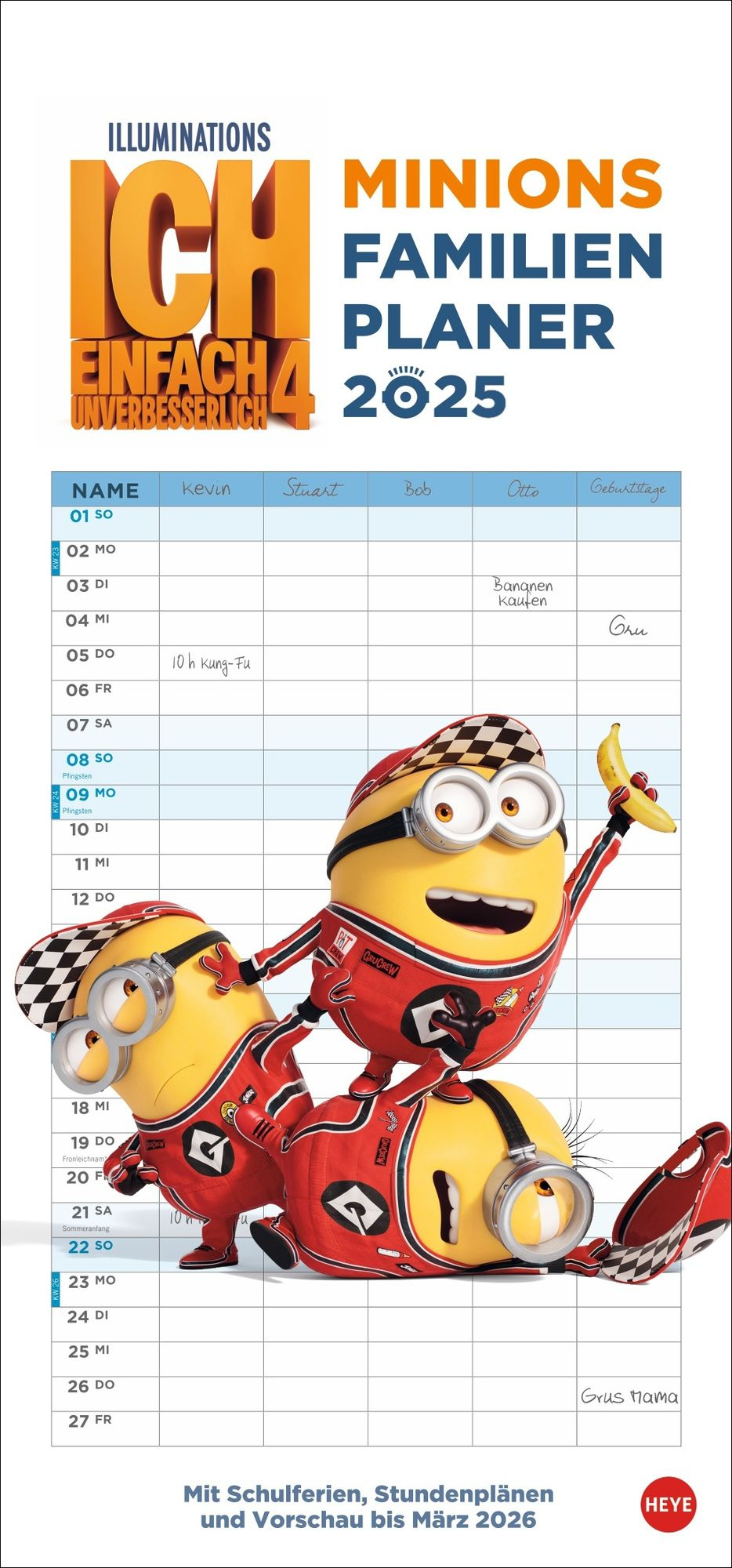 Minions Familienplaner 2025 | Minions Kalender 2025