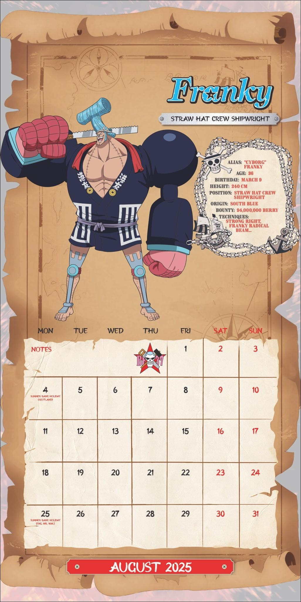 One Piece Broschurkalender 2025 - Wandkalender - 9783840196805 | One Piece Kalender 2025