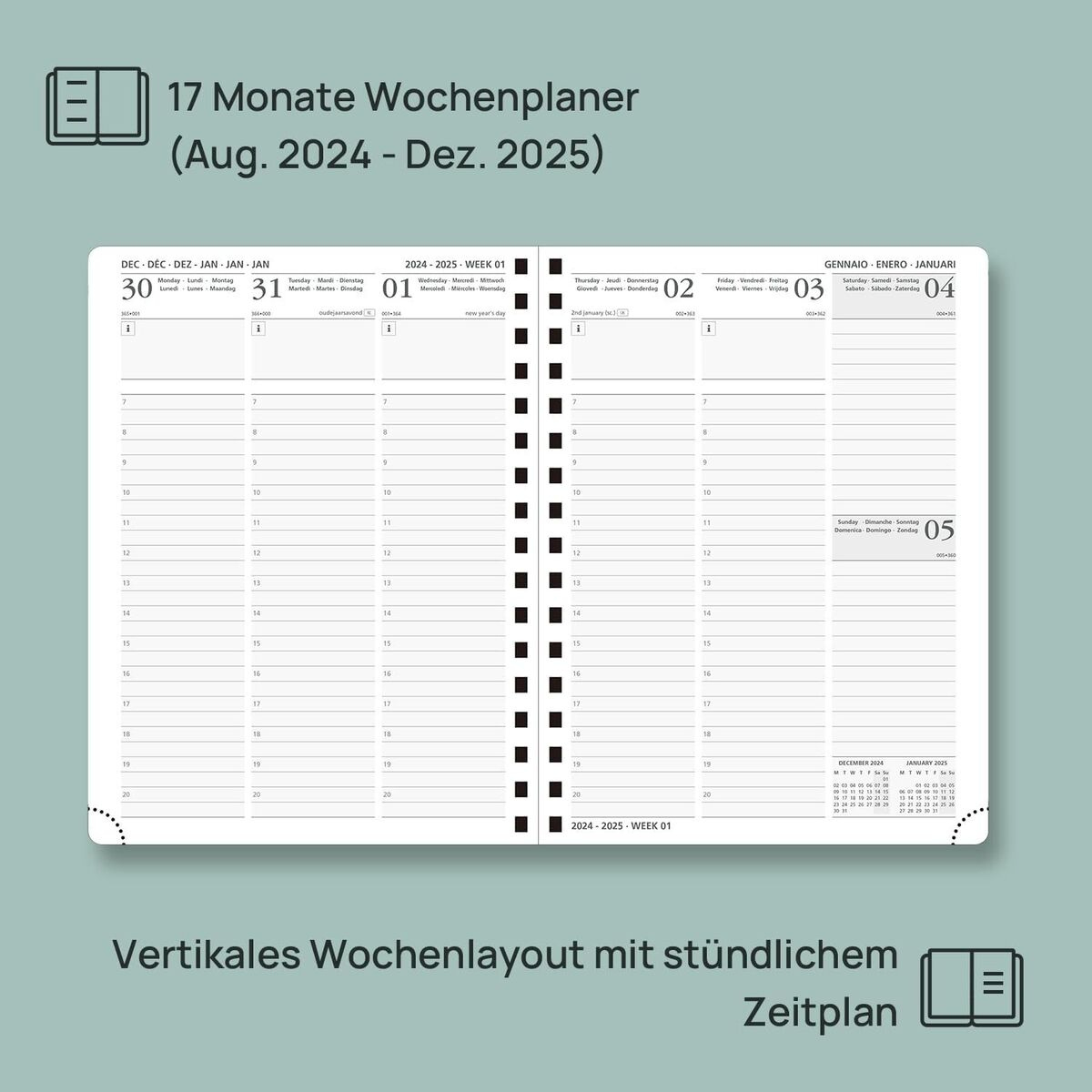 Poprun Kalender 2024 2025 Wochenplaner Ringbuch Mit Softcover, Ca | Poprun Kalender 2025