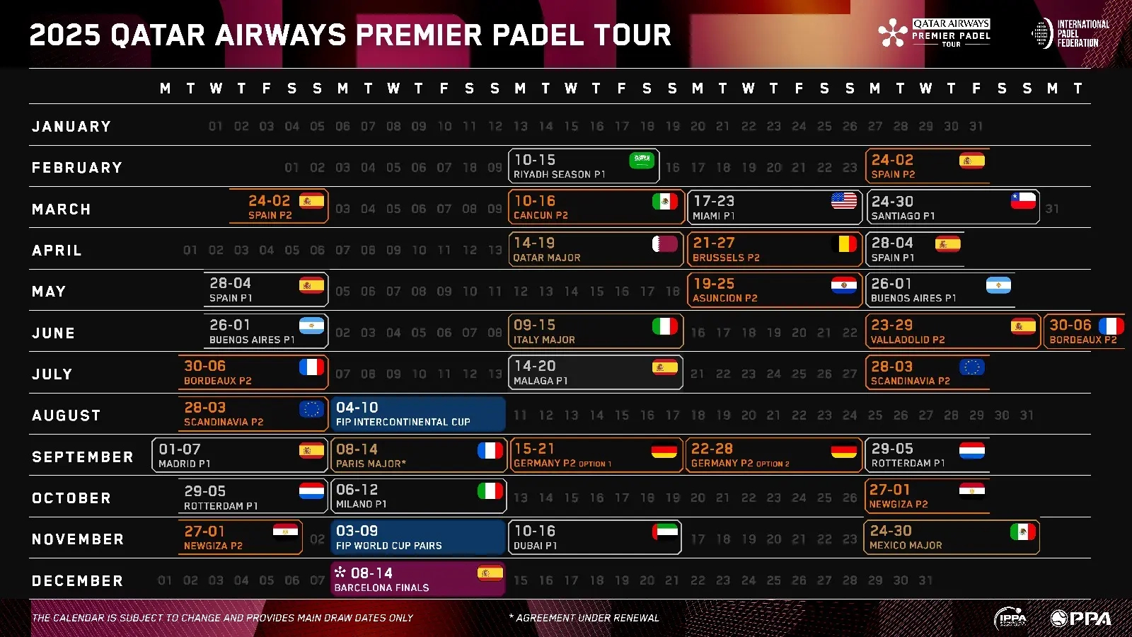 Premier Padel Stellt Den Kalender 2025 Vor | Padel Magazine | Atp Kalender 2025