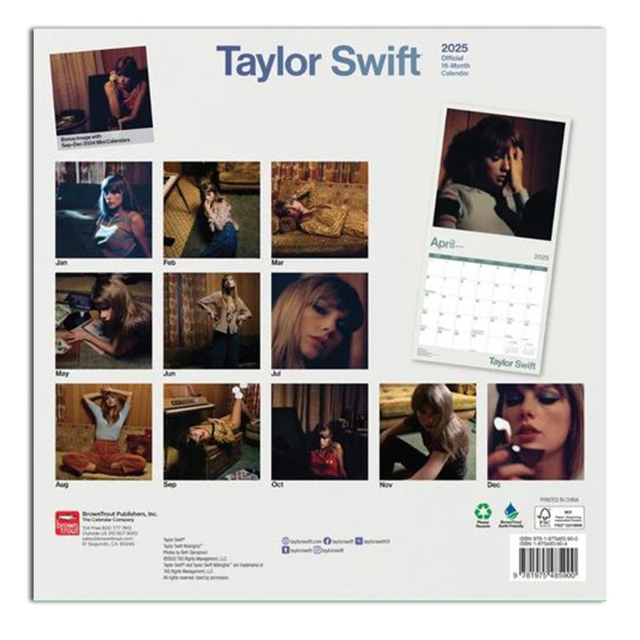 Taylor Swift Kalender 2025 - Jahreskalender Jetzt Im Shop | Taylor Swift Kalender 2025