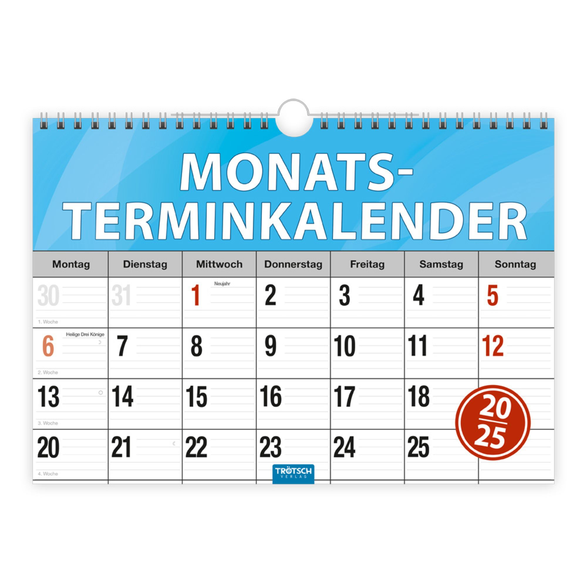 Trötsch Monatsterminer Monatsterminkalender 2025 Mit Wire-O-Bindung | Trötsch Kalender 2025