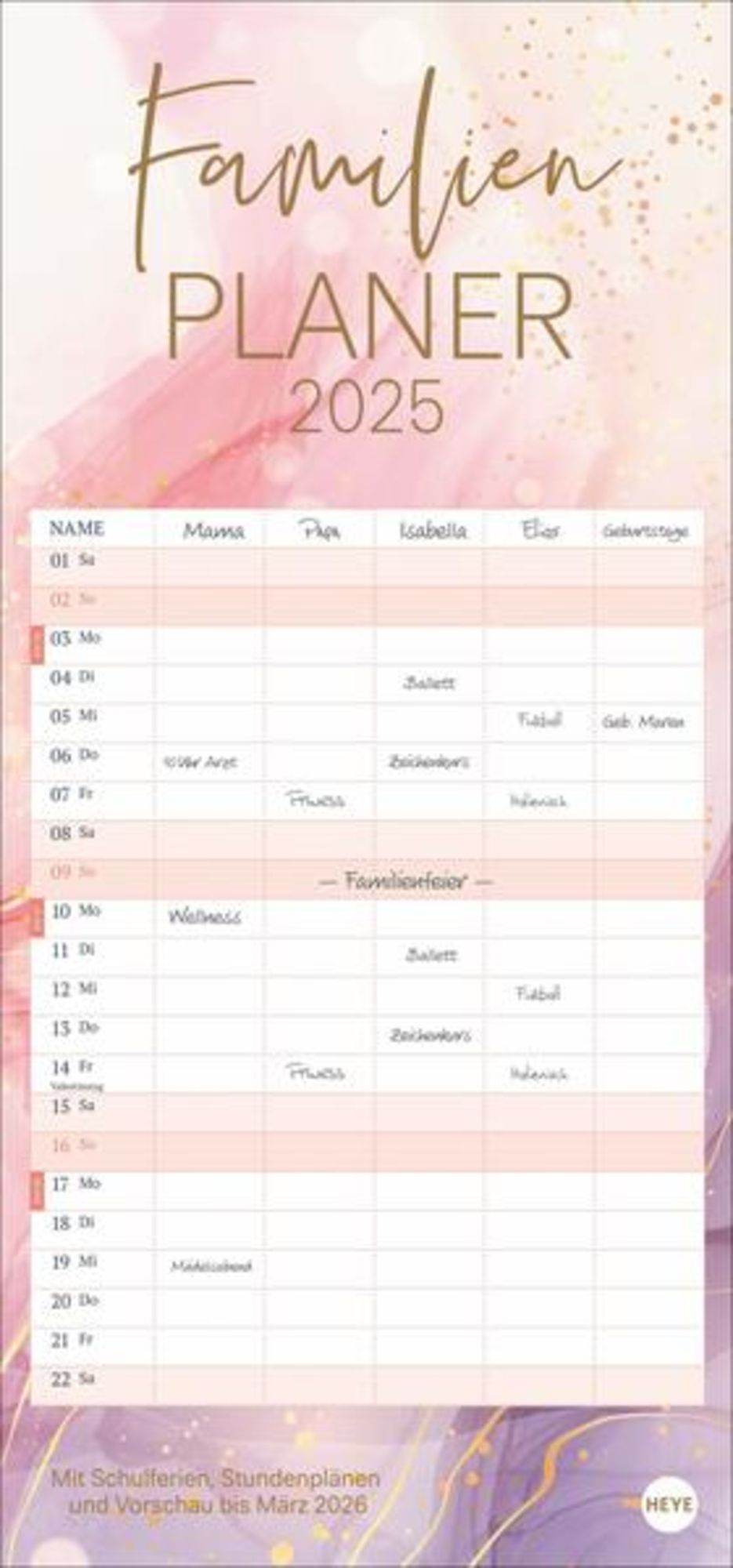 Watercolor Familienplaner 2025 | Kalender 2025 Familienplaner