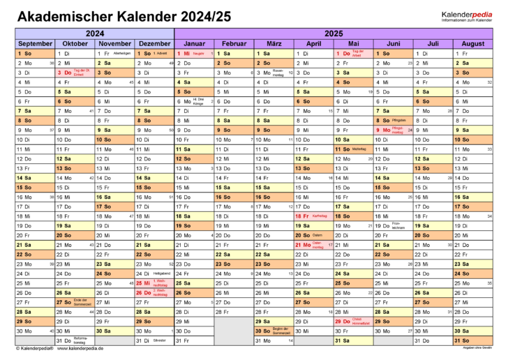 Kalender September 2024 Bis Februar 2025