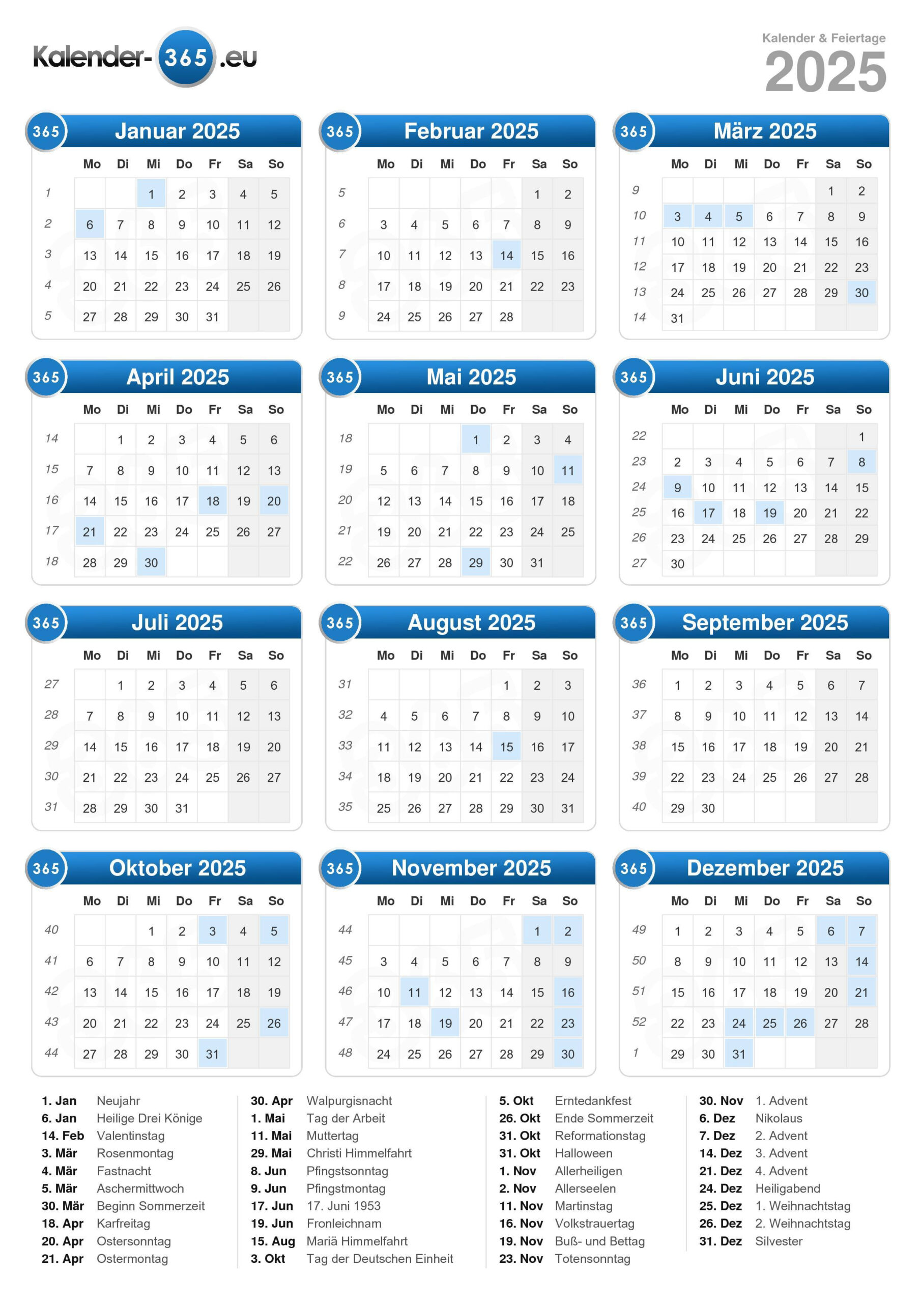 Kalender 2025 | Kalender Februar März April 2025